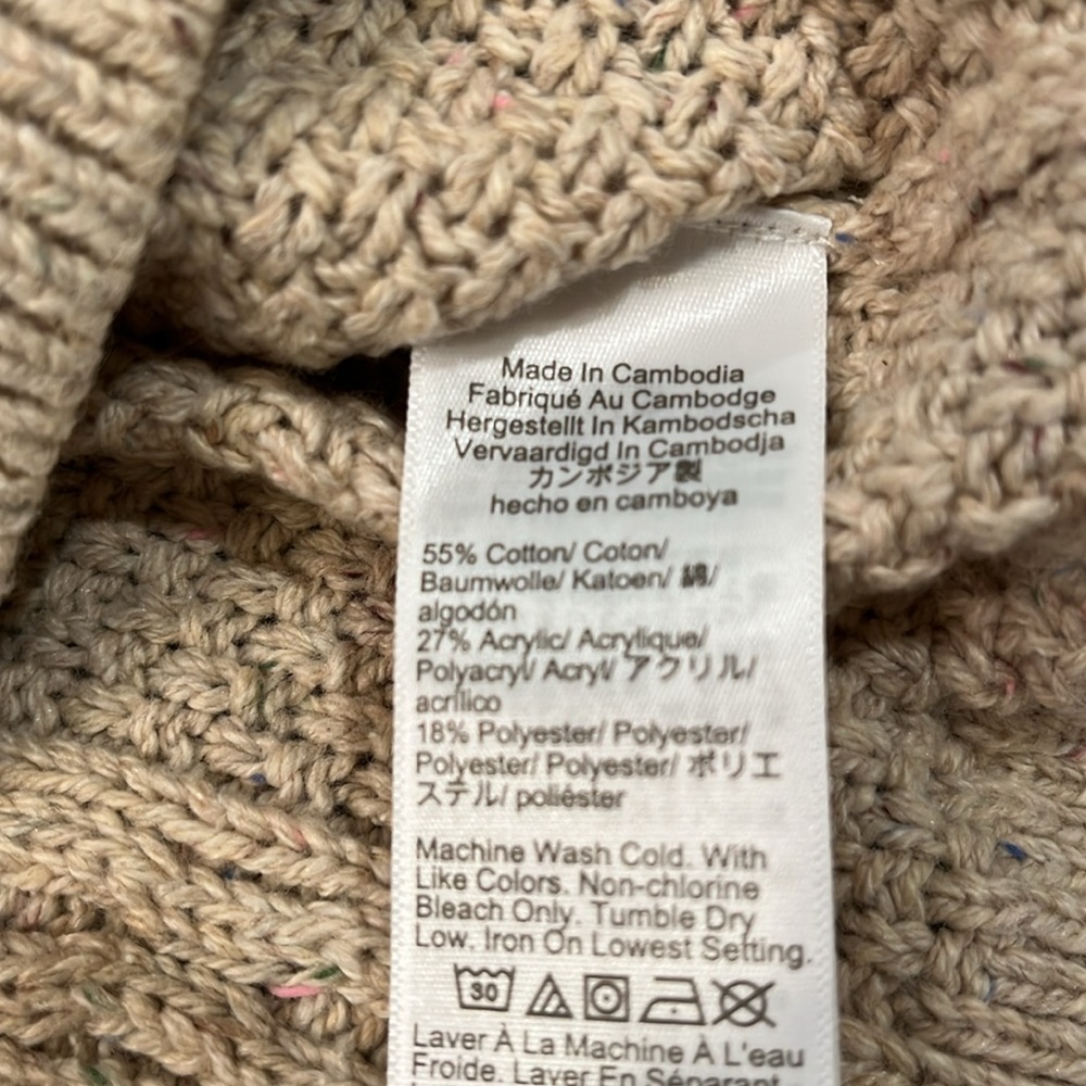 J. Crew Heather Khaki Donegal Cable Crewneck Sweater/NWT/XXL - Picture 5 of 10